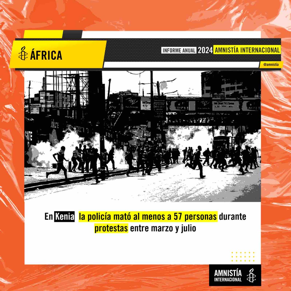 En Kenia las fuerzas de seguridad siguen gozando de impunidad por ejecuciones extrajudiciales y desapariciones forzadas. Las autoridades mataron al menos a 57 manifestantes en un intento de reprimir la disidencia 📌 Conoce más del #InformeAnualAI amnesty.org/es/documents/p…