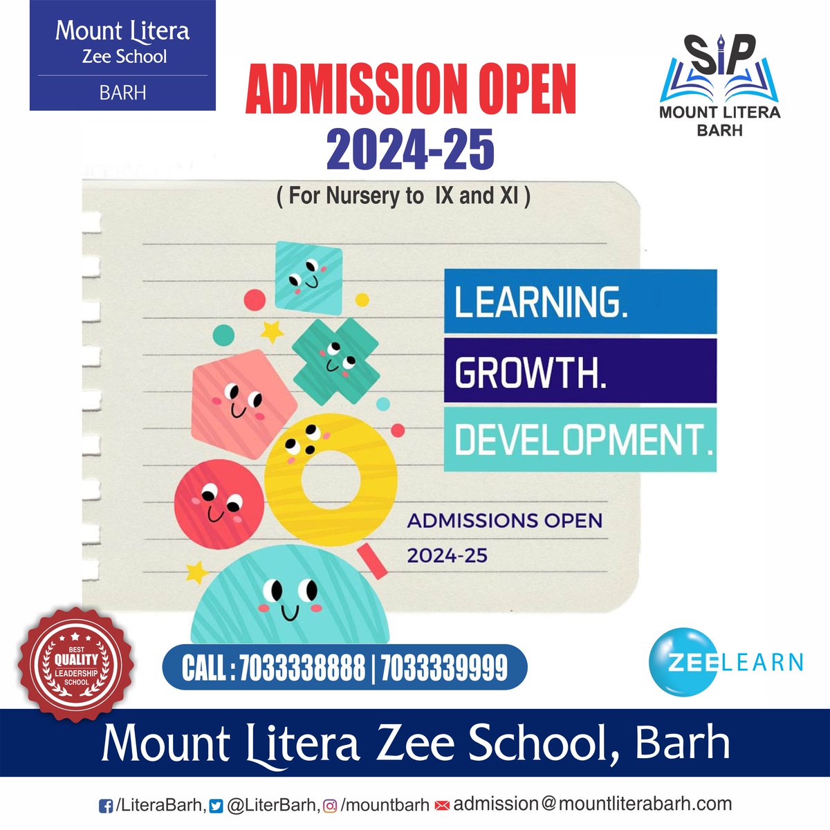 📷📷𝐀𝐝𝐦𝐢𝐬𝐬𝐢𝐨𝐧𝐬 𝐎𝐩𝐞𝐧 𝐅𝐨𝐫 𝟐𝟎𝟐𝟒-𝟐𝟎𝟐𝟓 📷📷 Choose Mount Litera Zee School Barh for your child's bright future. Grab your chance to study in one of the best school chains in the country. 📷 𝐂𝐚𝐥𝐥 𝐟𝐨𝐫 𝐦𝐨𝐫𝐞 𝐝𝐞𝐭𝐚𝐢𝐥: 7033338888 | 7033339999