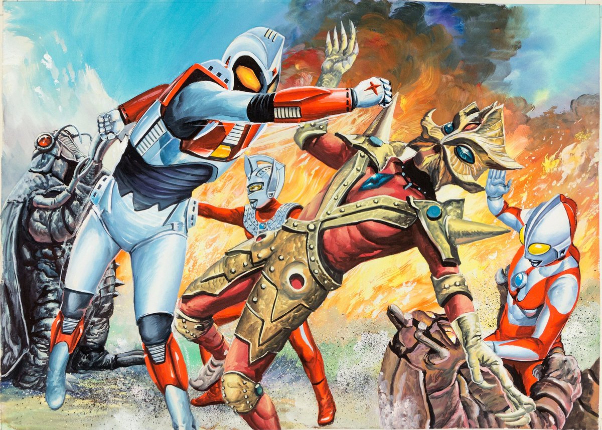 CyberpunkSF's tweet image. "Ultraman" and "The Ultra Brothers" by Moritsuna Maemura (前村 教綱) - 1972