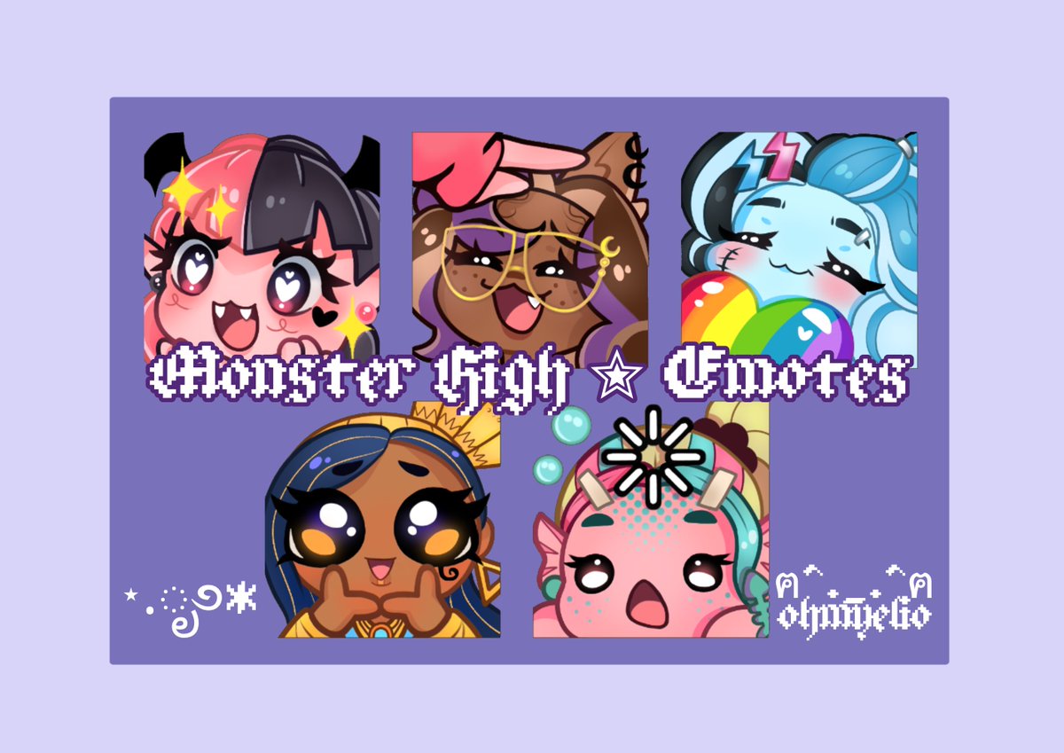 monster high emotes! ₊˚⊹♡ made by yours truly ..! #twitchemote #emoteartist #dolltwt