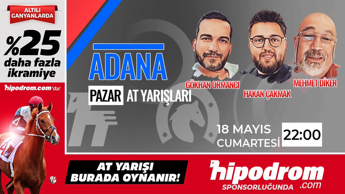 Gökhan Ormancı, Hakan Çakmak ve Mehmet Diker yarınki Adana yarışlarını konuşmaya başladılar. Müsaitseniz siz değerli dostlarımızı da bekliyoruz. Yayın linkimiz👇 📺 youtube.com/live/LiNq16cow… @mehmetdiker1903 @hakann_cakmakk @01goko @IsgorenNaim @Ozgurbesir1