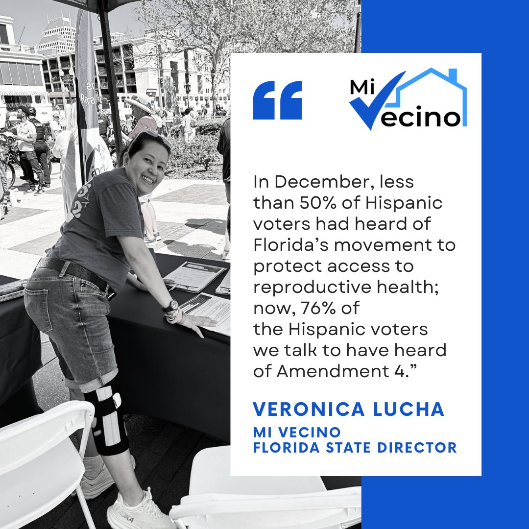 “We’ve seen awareness of @yes4florida drastically increase over the past 6 mos,” said Veronica, MV’s State Director, in our latest press release. “We’re giving voters the facts about the 6 wk abortion ban so they can make an informed decision on how they’ll cast their ballot.”