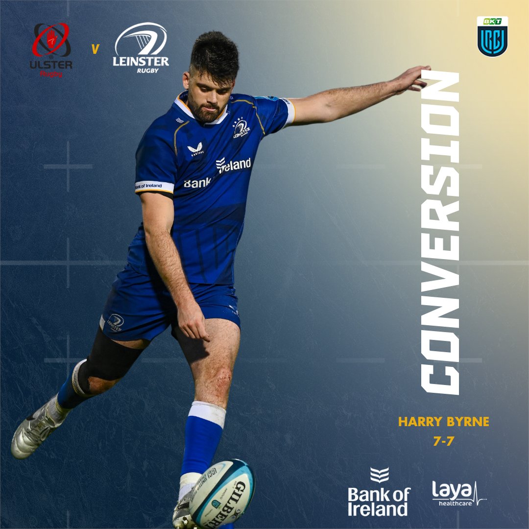 🕐 | 25’ Harry Byrne converts with the simplest of conversions. ⚪️🔴 7-7 🔵🟡 #ULSvLEI #FromTheGroundUp