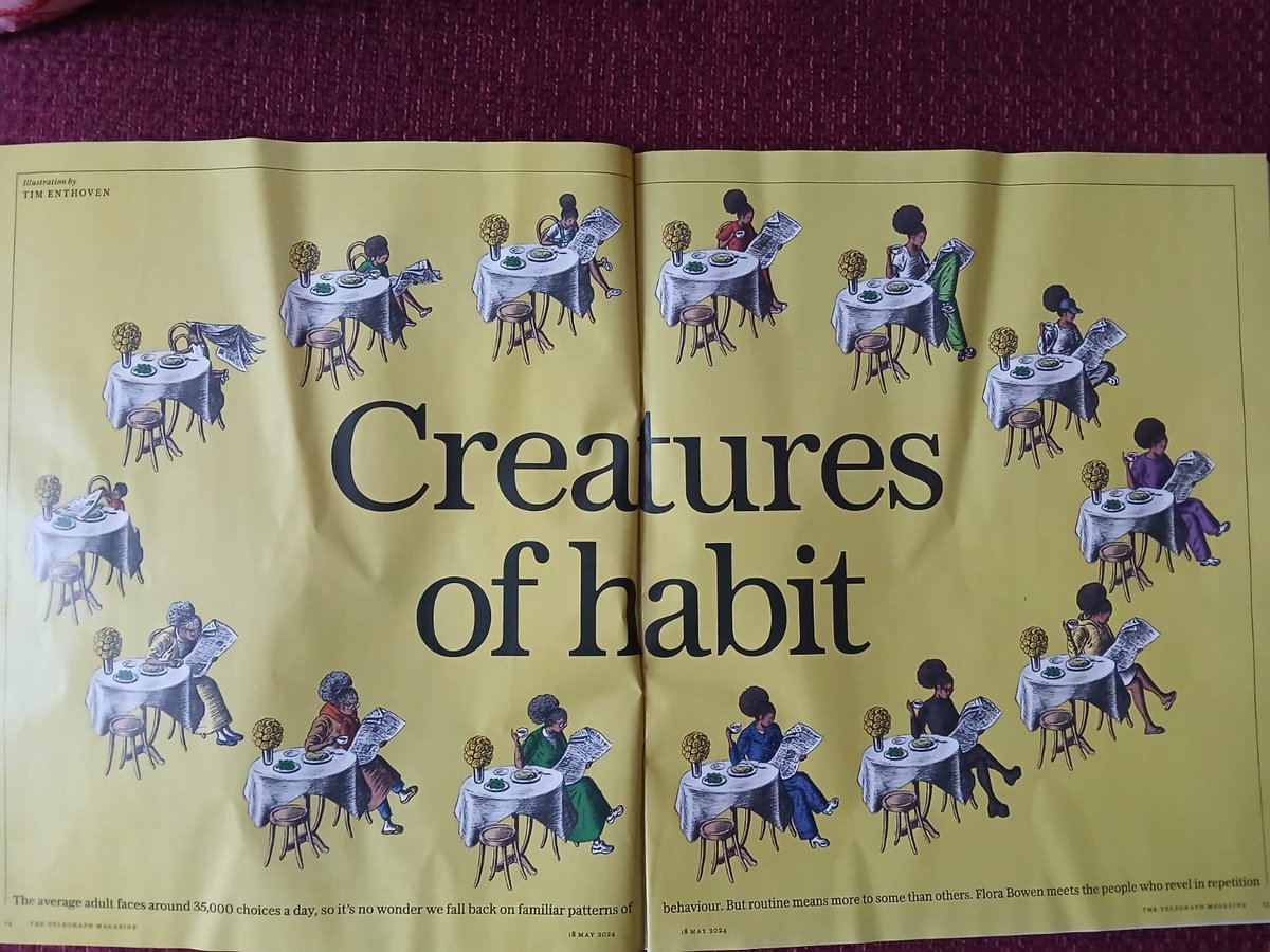 Flora Bowen (@flora__bowen) on Twitter photo So happy to see my first magazine article in print today - for <a href="/TelegraphMag/">Telegraph Magazine</a> .
The average adult faces 35,000 choices a day, so it’s no wonder we fall back on familiar patterns of behaviour. But routine means more to some than others. I meet the people who revel in repetition. So happy to see my first magazine article in print today - for <a href="/TelegraphMag/">Telegraph Magazine</a> .
The average adult faces 35,000 choices a day, so it’s no wonder we fall back on familiar patterns of behaviour. But routine means more to some than others. I meet the people who revel in repetition.