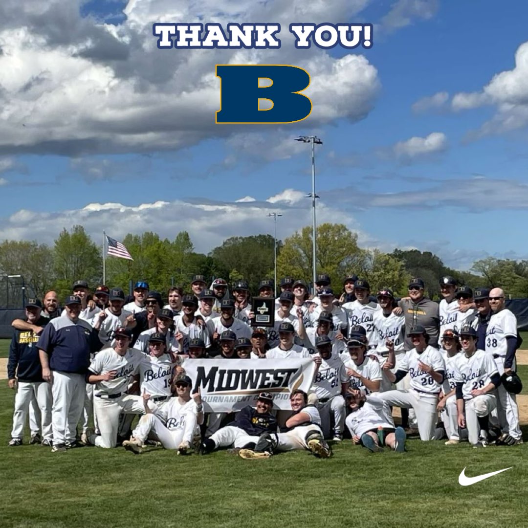 Beloit College Baseball (@beloit_baseball) on Twitter photo Final: Transylvania - 5, Beloit - 2
Great season for the Bucs!
Back-to-back conference tournament champions! 🏆🏆
Brett Kiger: HR King 💪🏼👑 (46)
Matt O’Leary: Hit King ⚾️👑 (224)
Kaiya Nishino: Most pitching appearances (52)
Aiden Phipps: Tied School Wins Record (22) Final: Transylvania - 5, Beloit - 2
Great season for the Bucs!
Back-to-back conference tournament champions! 🏆🏆
Brett Kiger: HR King 💪🏼👑 (46)
Matt O’Leary: Hit King ⚾️👑 (224)
Kaiya Nishino: Most pitching appearances (52)
Aiden Phipps: Tied School Wins Record (22)