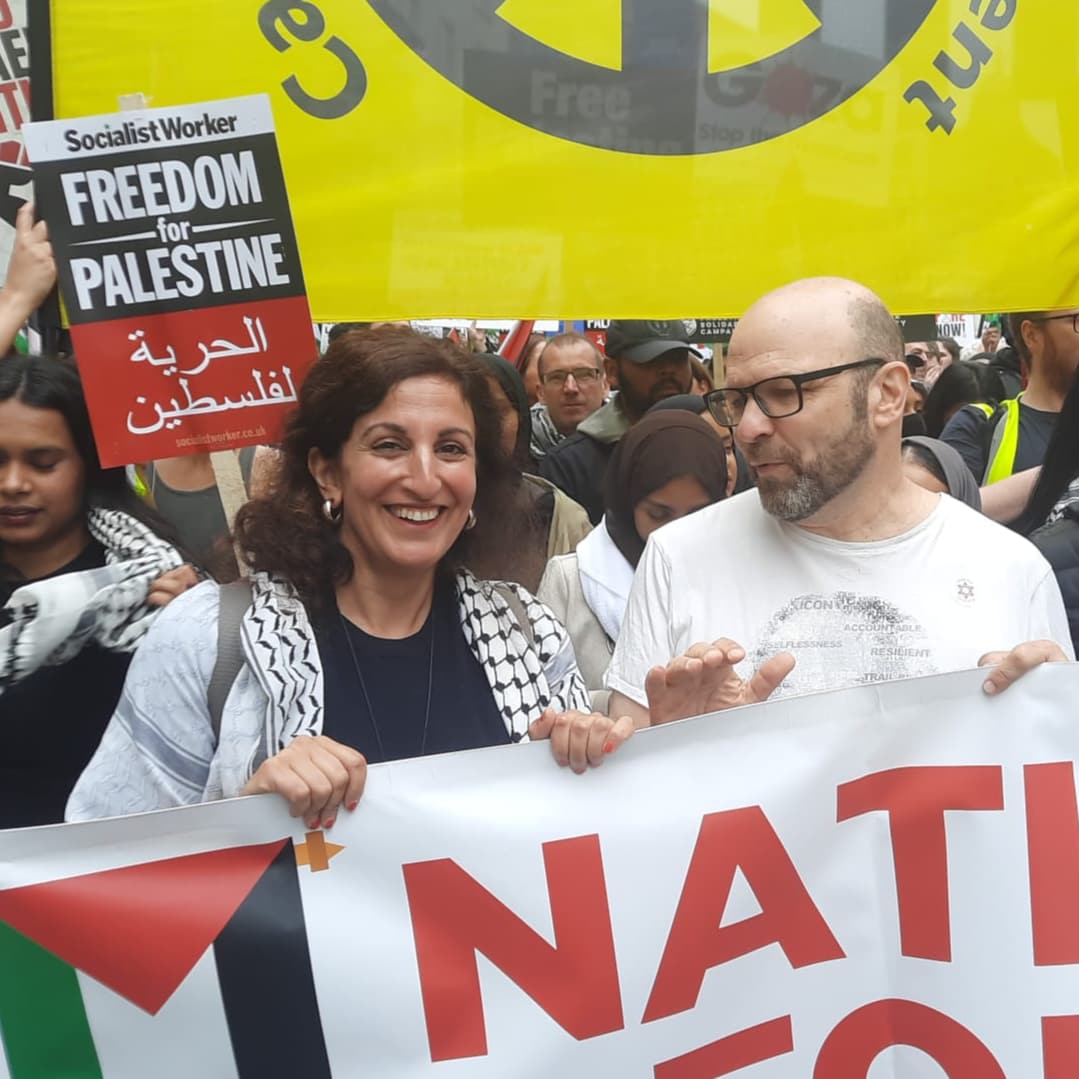 Today brought resolve and energy to lead the march and build support with great comrades such as @andrewfeinstein @jeremycorbyn @LeanneMohamad and to meet the genuine hero @azaizamotaz9 who risked his life to speak the truth through his lens. End the apartheid end the genocide.