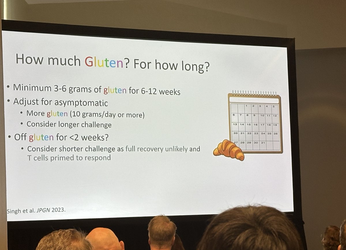 People always ask me about the gluten challenge. 6-12 weeks. And more for asymptomatic. THIS IS WHY YOU GET TESTED BEFORE GOING OFF OF GLUTEN. I am a huge proponent of the gluten challenge. I've done it. You should do it too. Sorry not sorry. #DDW2024 #CeliacDisease