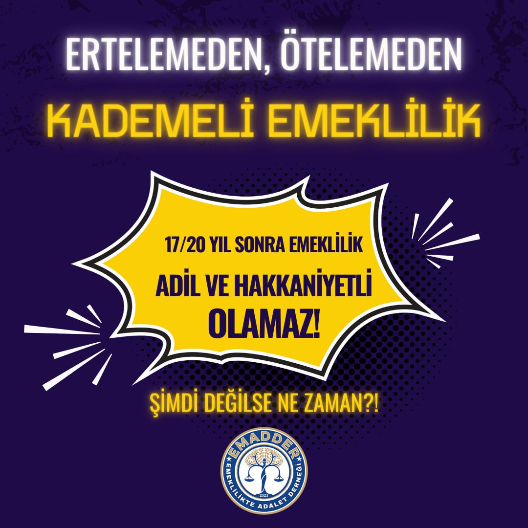 Temizlik imandandır Temiz iş imanın gereğidir. Adalet istiyoruz. Allah c.c.Kul hakkı ile karşıma çıkmayın diyor.
Kademeli emeklilik haktır.
@Akparti @MHP_Bilgi
@herkesicinCHP @iyiparti
@rprefahpartisi
@isikhanvedat
@RTErdogan 
#ParolamızKademeliEmeklilik