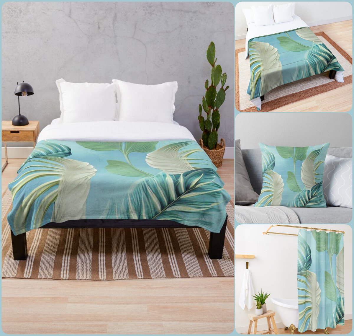 Botanical Paradise Throw Blanket~by Art Falaxy ~Charming Decor~ #accents #homedecor #art #artfalaxy #bathmats #blankets #comforters #duvets #pillows #redbubble #shower #trendy #modern #gifts #FindYourThing #blue #green #yellow redbubble.com/i/throw-blanke…