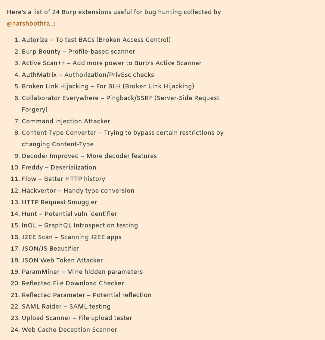 pwn4arn's tweet photo. List of Burp Extension Useful For Pentesting ! https://t.co/4zW8uTssG1