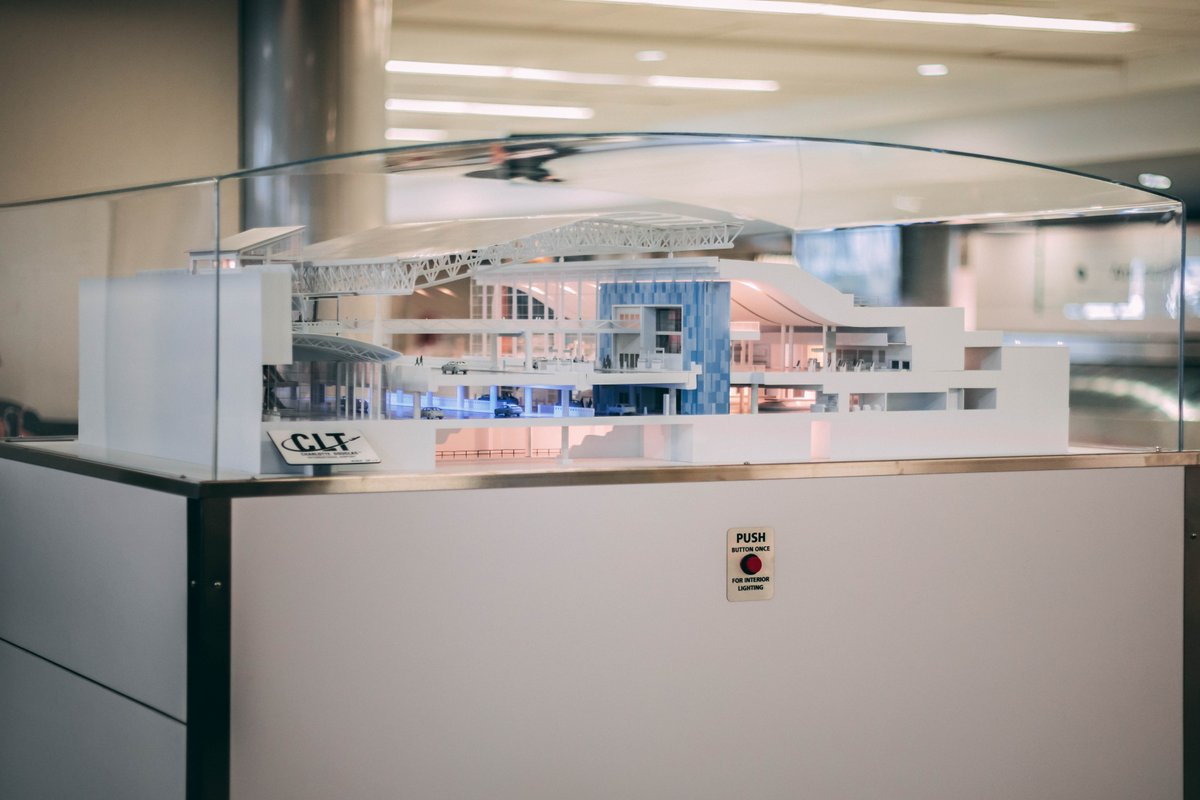 Have you spotted our miniature replica of what #CLTairport's Terminal Lobby will look like once construction wraps in 2025? Check it out next time you're passing through Baggage Claim!