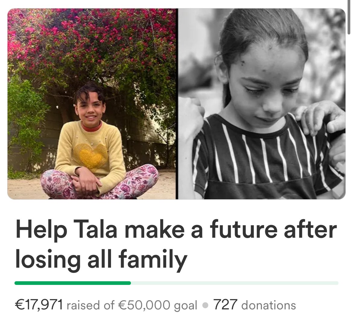 🚨‼️Tala is only 11 years old all of her immediate family members have been killed by be occupation leaving her with only her aunt!! Her aunt has been unable to post her link because of poor internet please donate!!! gofund.me/452011a4