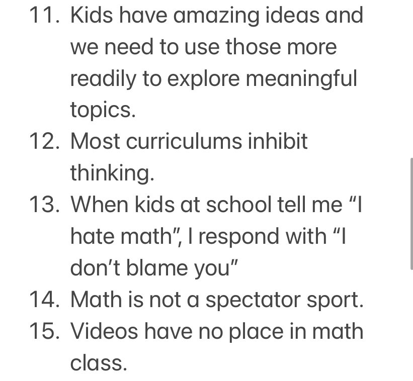 JRappaport27's tweet photo. Until schooling got in the way, math played a key role in my life. 

By grade 10 I was told math class wasn’t a place for me. 

I was about 5 years into my career when I fully committed myself to math education. 

Here’s 20 things I’ve learned in the last 15 years. @DanShuster https://t.co/58Fd9qxRX4