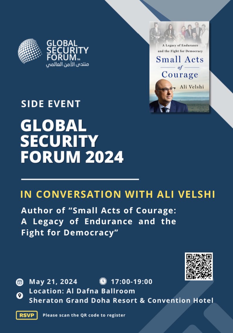 We're pleased to announce this GSF side event in conversation with Ali Velshi, discussing his new book 'Small Acts of Courage: A Legacy of Endurance and the Fight for Democracy' on May 21.

#GSF2024 @AliVelshi