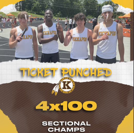 4x100 boys are sectional CHAMPIONS. They will go to the State meet. Way to run boys.