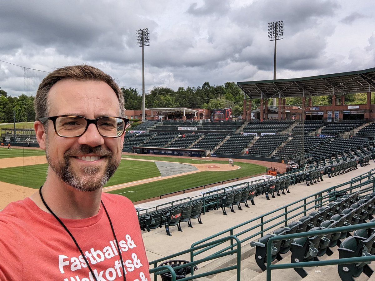 Happy Saturday from LP Frans Stadium in @HickoryMetroCVB! This is my 87th different affiliated ballpark, and I've now visited all 10 of the MiLB parks in @VisitNC! The @HickoryCrawdads are slated to play a doubleheader tonight. Fingers crossed that the skies stay clear.