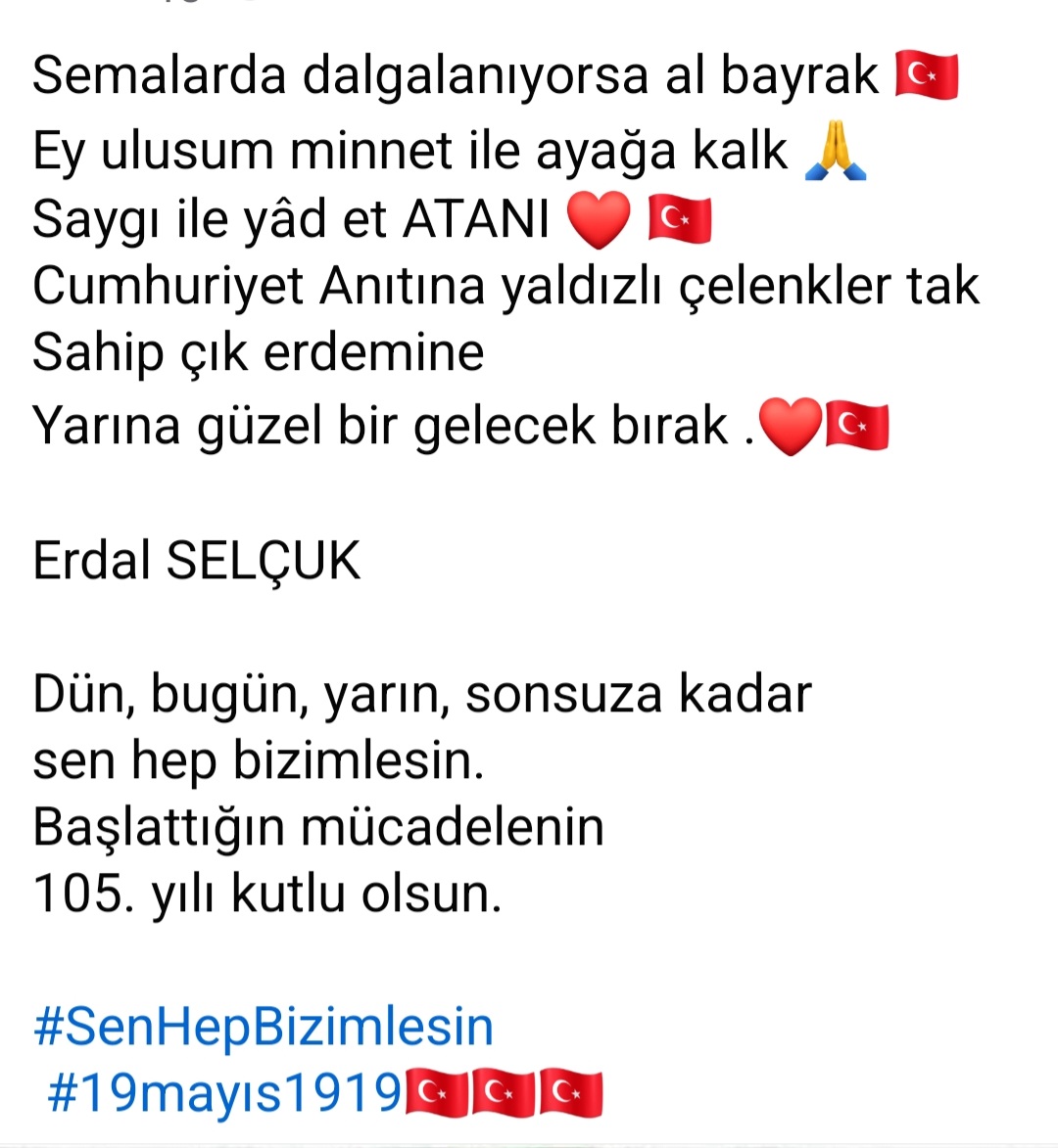 Sen Hep Bizimlesin 🇹🇷 SONSUZA KADAR 🇹🇷❤️❤️❤️ Minnet ve Saygılarımla.🇹🇷 19 Mayıs ATATÜRK'Ü Anma Gençlik ve Spor Bayramımız Kutlu Olsun. 🇹🇷❤️❤️❤️