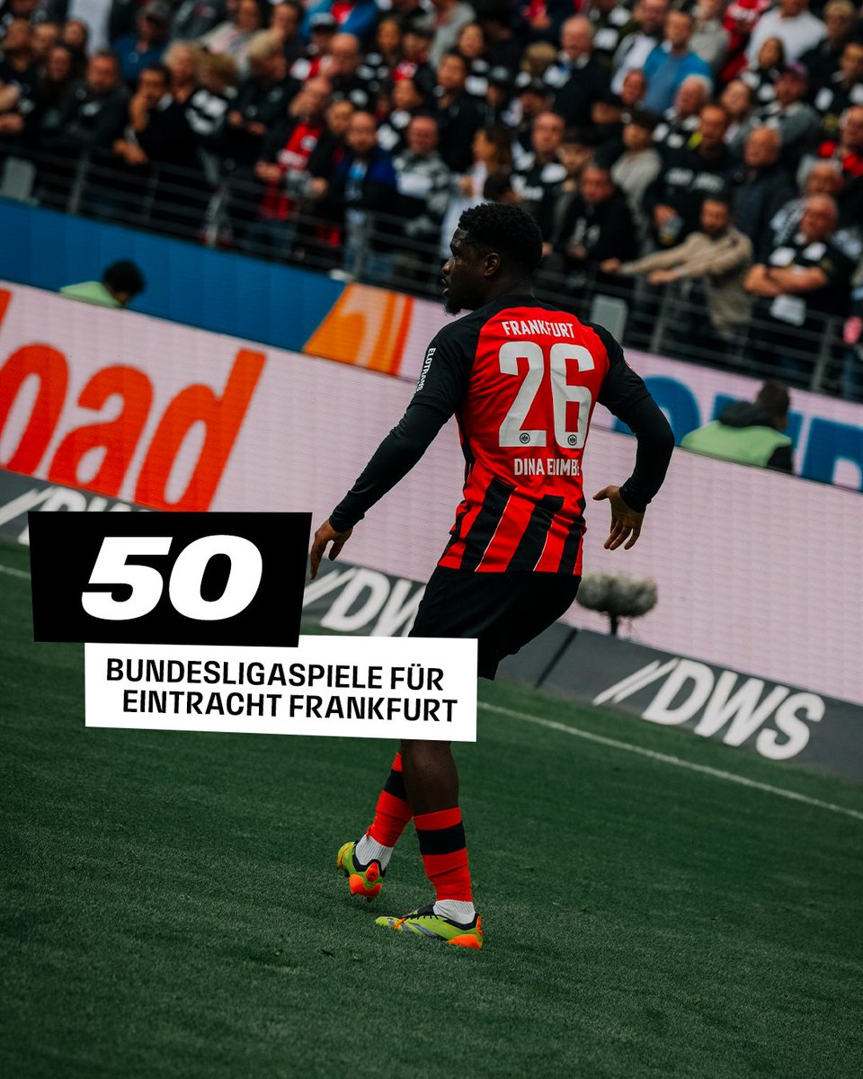 Jubiläum am letzten Spieltag der Saison: Junior Dina Ebimbe 🟰 50 Bundesligaspiele für die Eintracht 👏🦅 #SGE | @Bundesliga_DE
