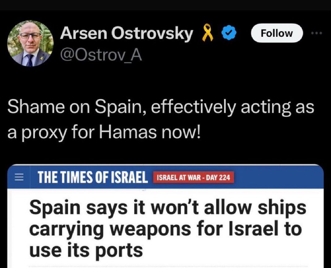 Turns out Spain is now Hamas…

🤦‍♂️