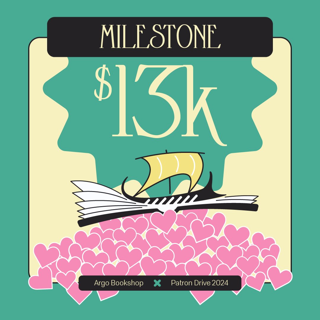 We've hit 13K on our 15K goal!! Help us get the rest of the way there - support the #ArgoPatronDrive at fnd.us/argodrive2024! #indiebookstores #mtl #shoplocal