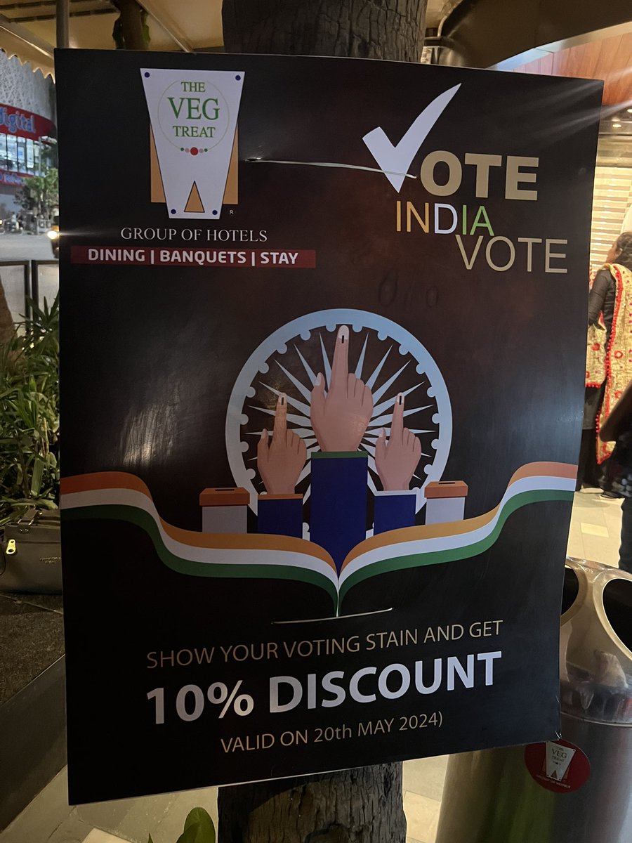 Mumbaikar vote kar and get 10% discount at the famous veg treat royal hotel by showing your inked finger 🪷 #LokSabhaElections2024 #Mumbai #VoteKaro #ModiOnceMore2024