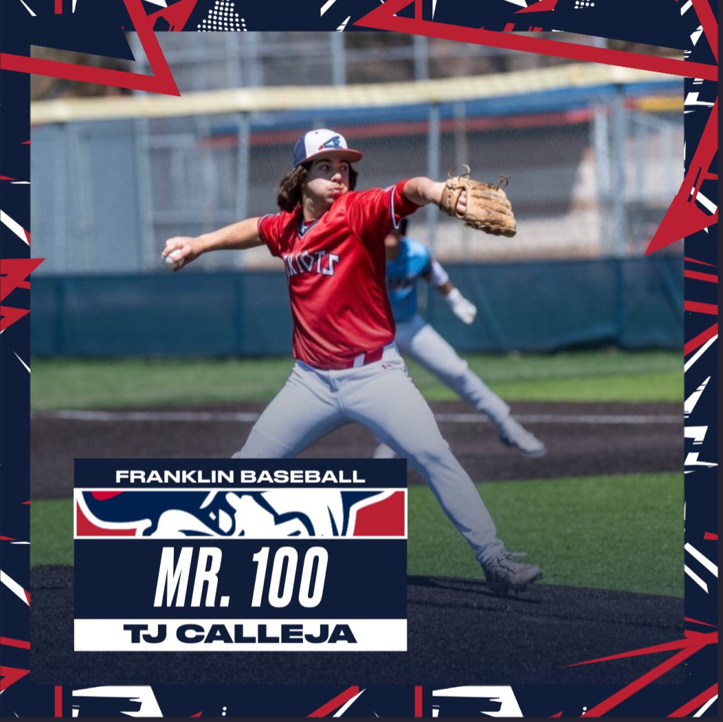 Congrats TJ! First player in Franklin’s Baseball history to reach 100 varsity wins during his 4 years! #Mr100 #FranklinMADE @fhspatriots @MattFournier2 @TheColonyFHS @LivoniaDistrict