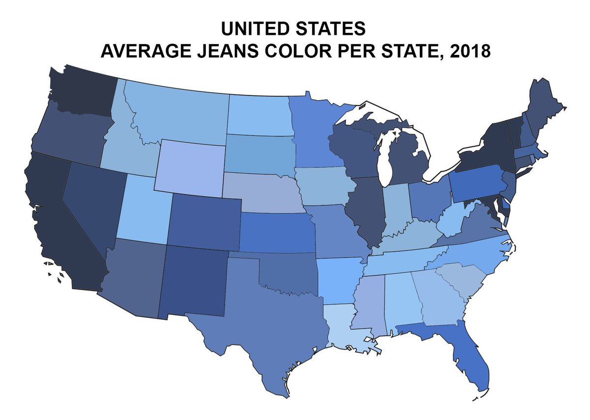 Average jeans colour per US state