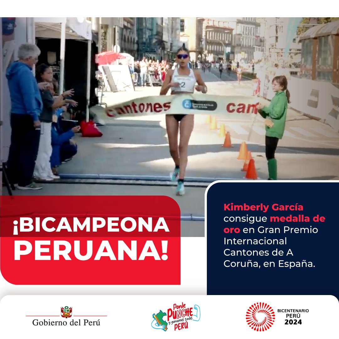 ¡Noticia que enorgullece 🤩🙌! Kimberly García logró igualar su récord y ganar los 20 kilómetros del Gran Premio Cantones 2024, dejando el nombre del país en alto 🇵🇪.