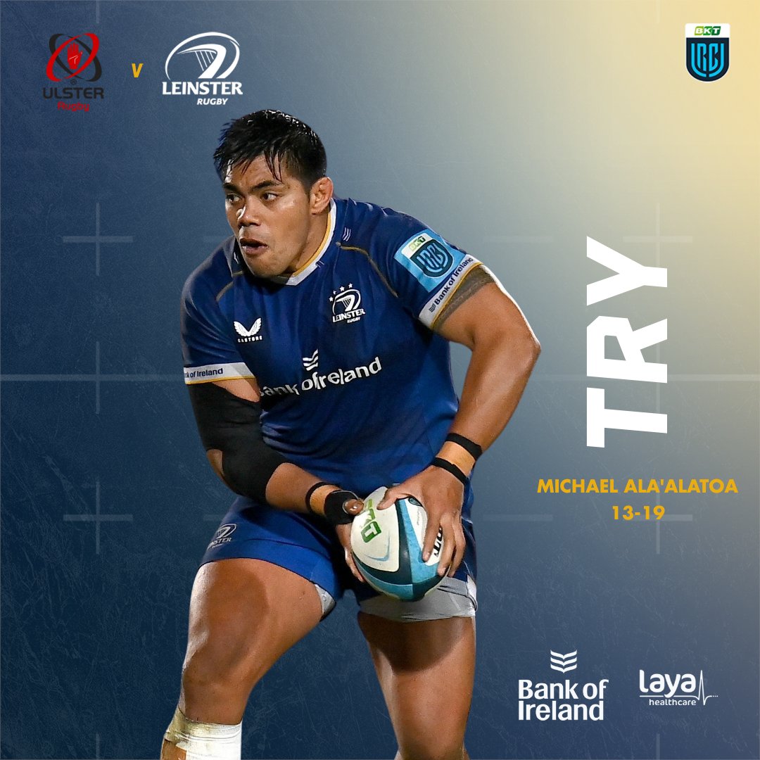 🕐 | 53’ Intensive try-line pressure results in Michael Ala’alatoa scoring from a yard out! A well-deserved try for all the phases. ⚪️🔴 13-19 🔵🟡 #ULSvLEI #FromTheGroundUp