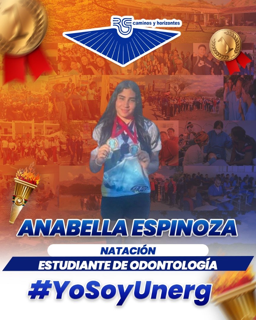 Con solo 17 años de edad Anabella Espinoza es Multicampeona en Natación en los Juegos Nacionales Región Oriental, ella es estudiante de Odontología de la Unerg Incursionó en el mundo de la Natación gracias al apoyo de su mamá y hoy es una atleta de alto rendimiento #YoSoyUnerg