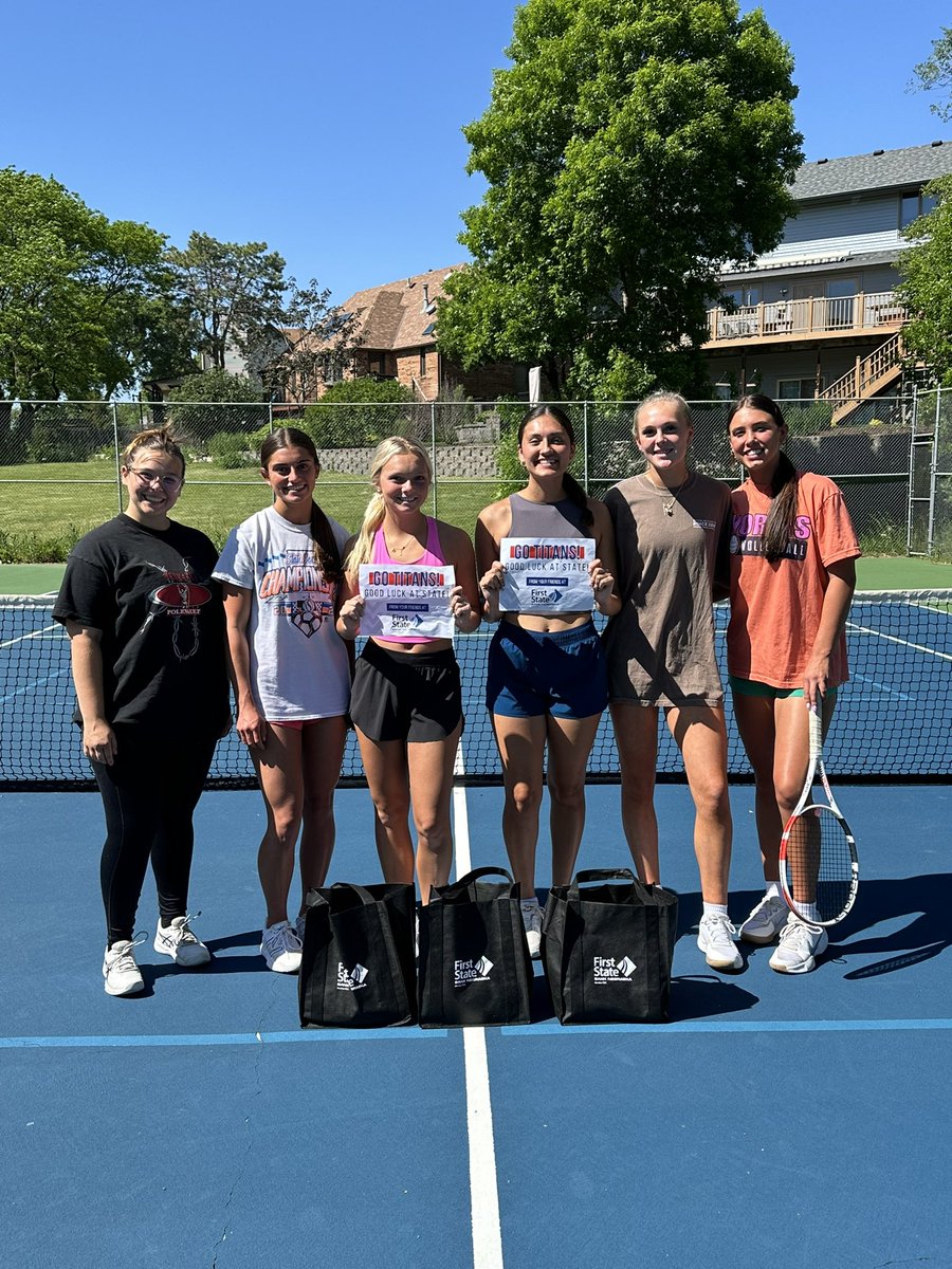 Thank you to First State Bank for providing us with some hydration and snacks for State Tennis on Monday!
