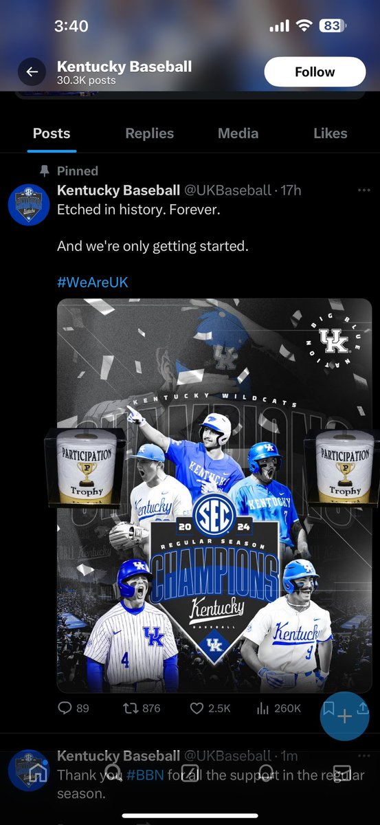 Fixed it @UKBaseball