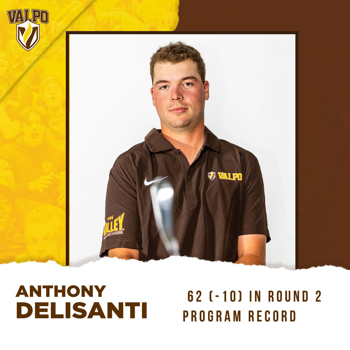 🚨🚨🚨 PROGRAM RECORD 🚨🚨🚨 Congrats to Anthony Delisanti of @ValpoMG who shattered his own program record for 18-hole score with a 62 (-10), one stroke away from a course record, in Round 2 of the NGI today in Arizona!!! #GoValpo