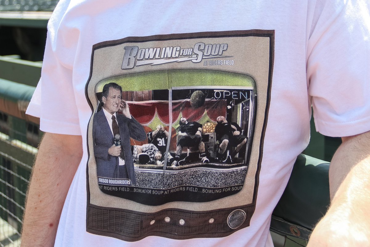 RidersBaseball's tweet photo. Close-up look of Friday's giveaway 👀

Arrive early for the Riders x Bowling for Soup concert tee giveaway on Bowling for Soup Night!

⏰ Gates open at 6:00 pm
🎸 Meet the band in the Bull Moose Saloon from 7:30 - 8:30 pm
🎟️ https://t.co/7rOtqgOGEp https://t.co/Ymy7p7N0pf