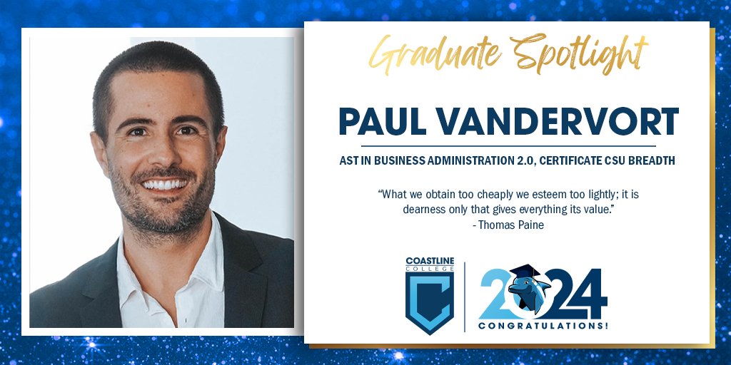 Let's congratulate Paul Vandervort 🎓 🎉 To view all of our 2024 graduates highlights visit coastline.edu/student-life/g…

#coastlinecollege #classof2024