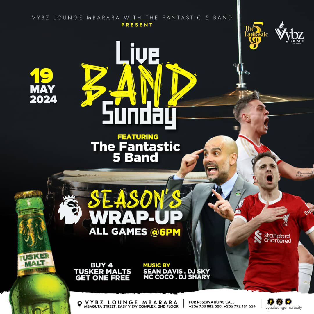 Predict the right score of these two matches and win drinks & food worth 100K on house 😎 Don’t miss live Band as you enjoy end of session games. #LiveBandSundays