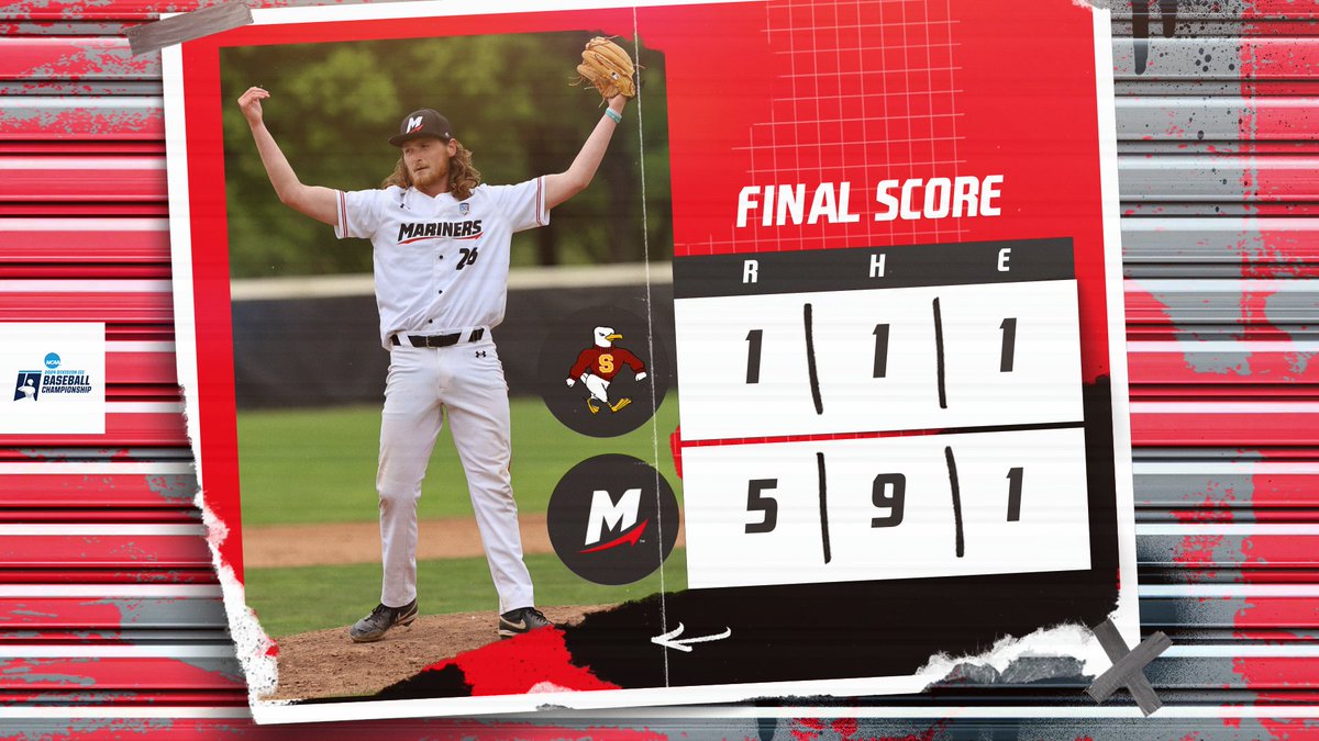 Senior Camren Varney pitched a complete game one-hitter and Jack Hayes went 3-4 with two RBI, leading the Mitchell baseball team past No. 9/11 Salisbury 5-1 and into Sunday's Babson Park Regional Championship. #GoMariners ⚾️ #d3baseball 🔗 mitchellathletics.com/sports/bsb/202…