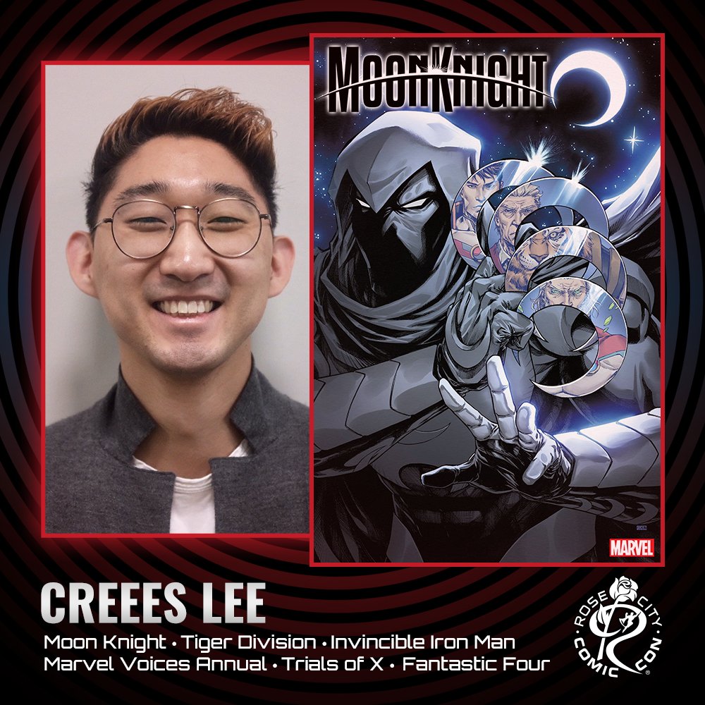 🎺 GUEST ANNOUNCEMENT 🎺 Comic and cover artist @Creeesart—best known for his work on #TigerDivision, #MarvelVoiceAnnual, #MoonKnight, #FantasticFour, #TrialsofX, and many more—is coming to RCCC!

✨ rosecitycomiccon.com/guest | 🎟️ rosecitycomiccon.com/badges