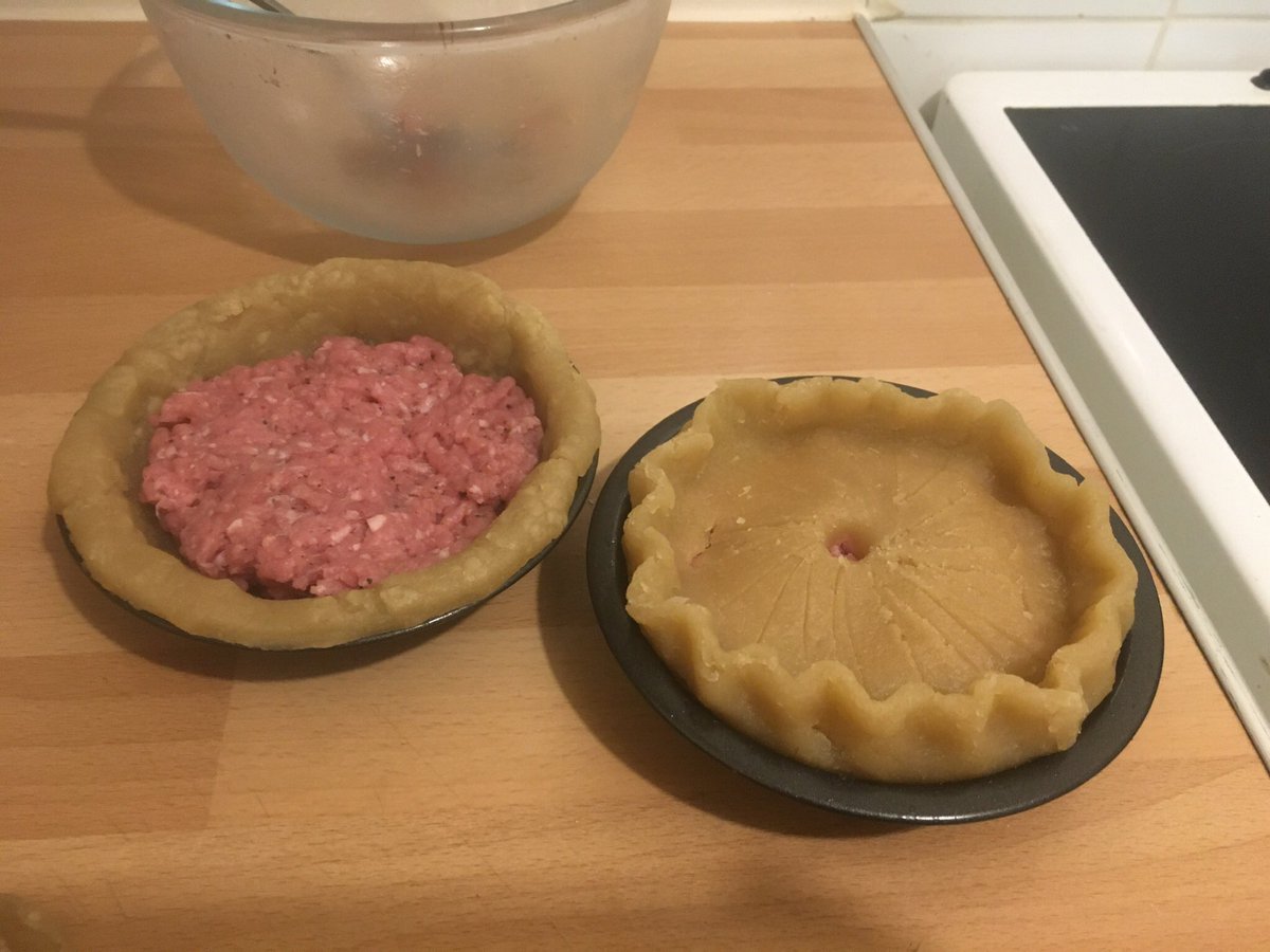 For supper I made pork pies in hot-water pastry earlier. When they’d cooled down I added vegetable stock flavoured gelatine for that shop style pie which I like. I put together a bit of Cesar salad with Gruyère cheese, made croutons & just enough for a warm evening. 😊🥂