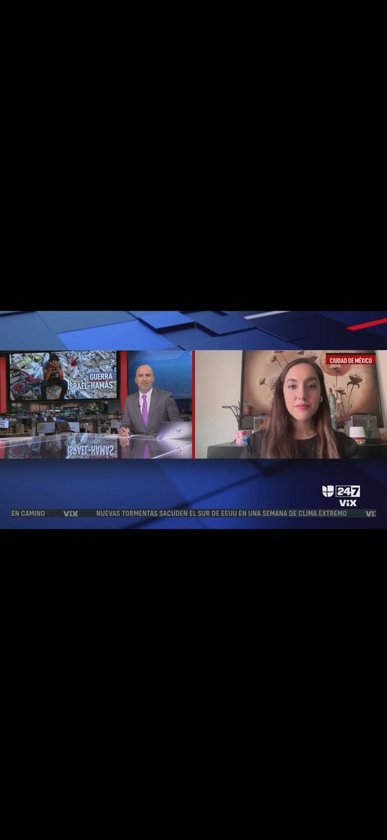 Participación en medios <a href="/Univision/">Univision</a> 

Hablando sobre la guerra entre #ısrael  y #Hamas. 
#internacionalista <a href="/UNAM_FCPyS/">FCPyS-UNAM</a> 🌏🕊️