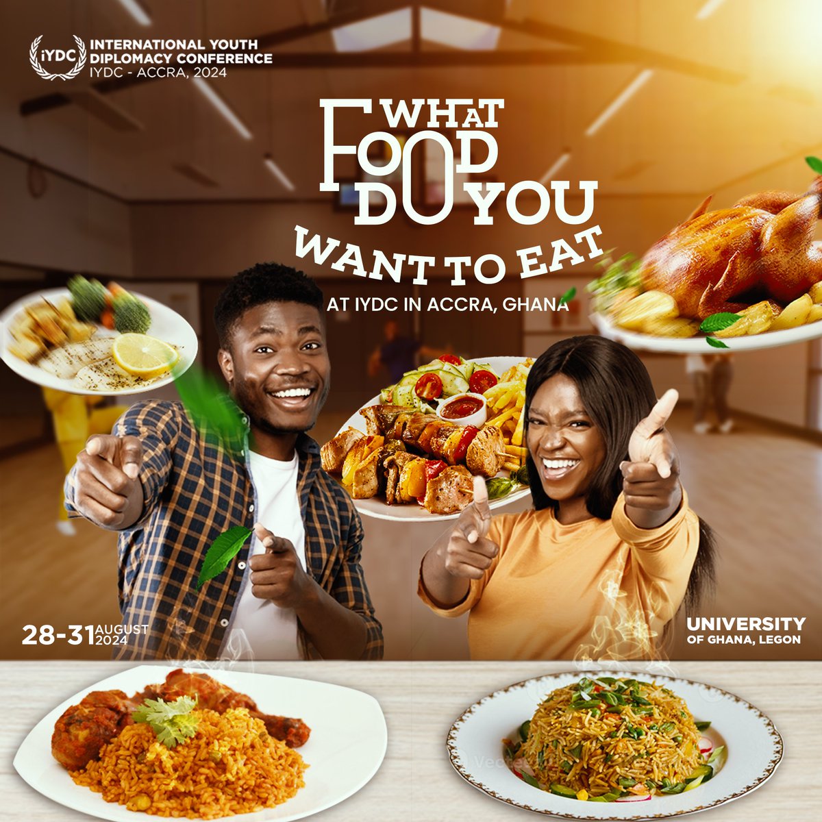 Enjoy delicious food at the Intl' Youth Diplomacy Conference 2024! From global cuisines to local delights, it’s a flavorful journey.
Comment below on the Ghanaian dish you’re excited to try. Bon appétit! 
Register: ifedglobal.org/iydc-registrat…
#DiplomacyDining #TasteOfCulture #ModelUN