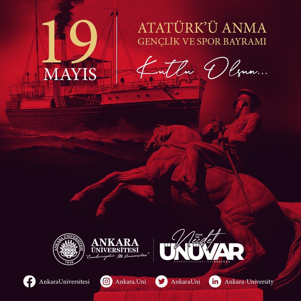 19 Mayıs Atatürk’ü Anma Gençlik ve Spor Bayramınız kutlu olsun.