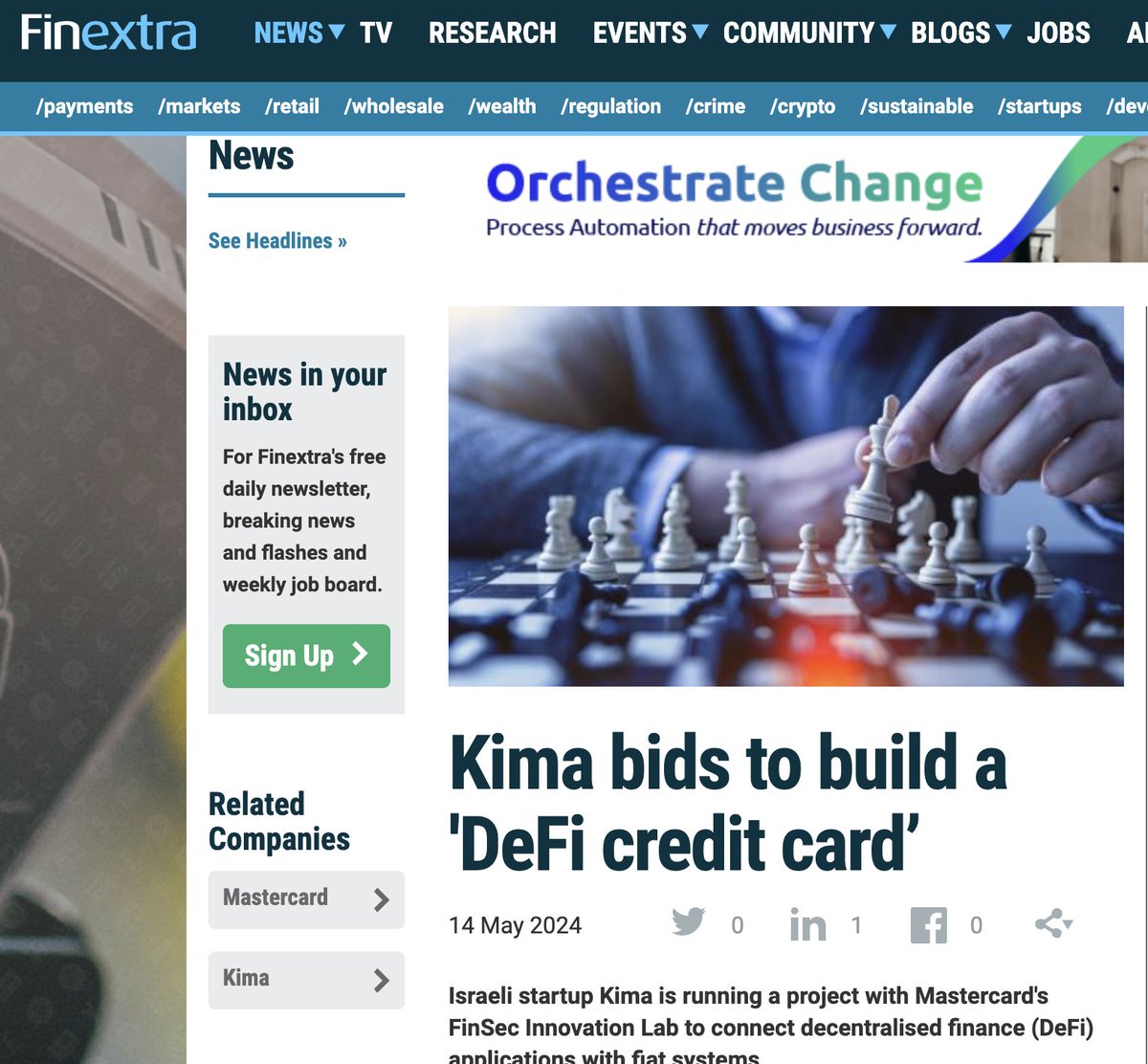 🔥 Exciting news!🔥 Kima Network's partnership with FinSec Innovation Lab is making headlines on @Finextra! Curious about how our CEO, @eitank, envisions spreading #DeFi adoption via this partnership? 🌐 💳 📢Give this article a read: finextra.com/newsarticle/44…