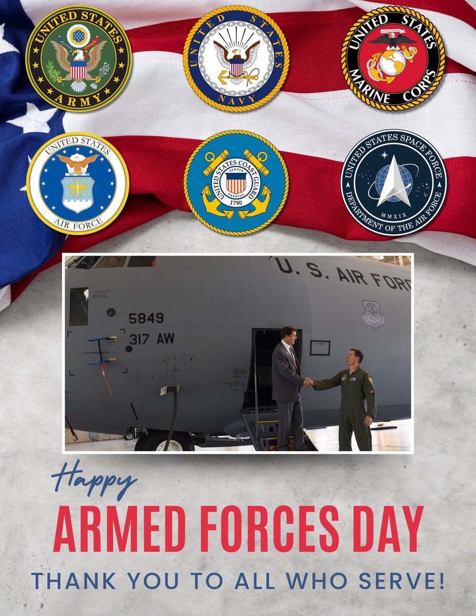 Happy Armed Forced Day! I am so proud to represent West Texas, where the airmen at Dyess AFB defend our homeland and interest around the world. To all who are serving - both at home and abroad - thank you for your sacrifice and service. We owe you and your families a debt of