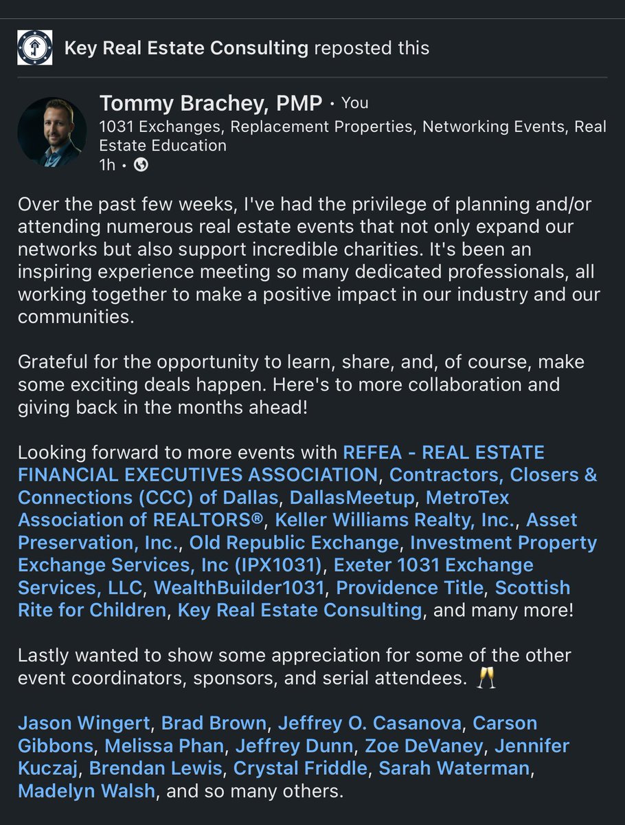 KeyREConsulting's tweet image. Many fantastic real estate &amp;amp; #1031Exchange events in the Dallas Fort Worth &amp;amp; Austin the last few weeks!

Privileged to have been a part of these &amp;amp; have the opportunity to give back.

#1031Exchanges #MineralRights