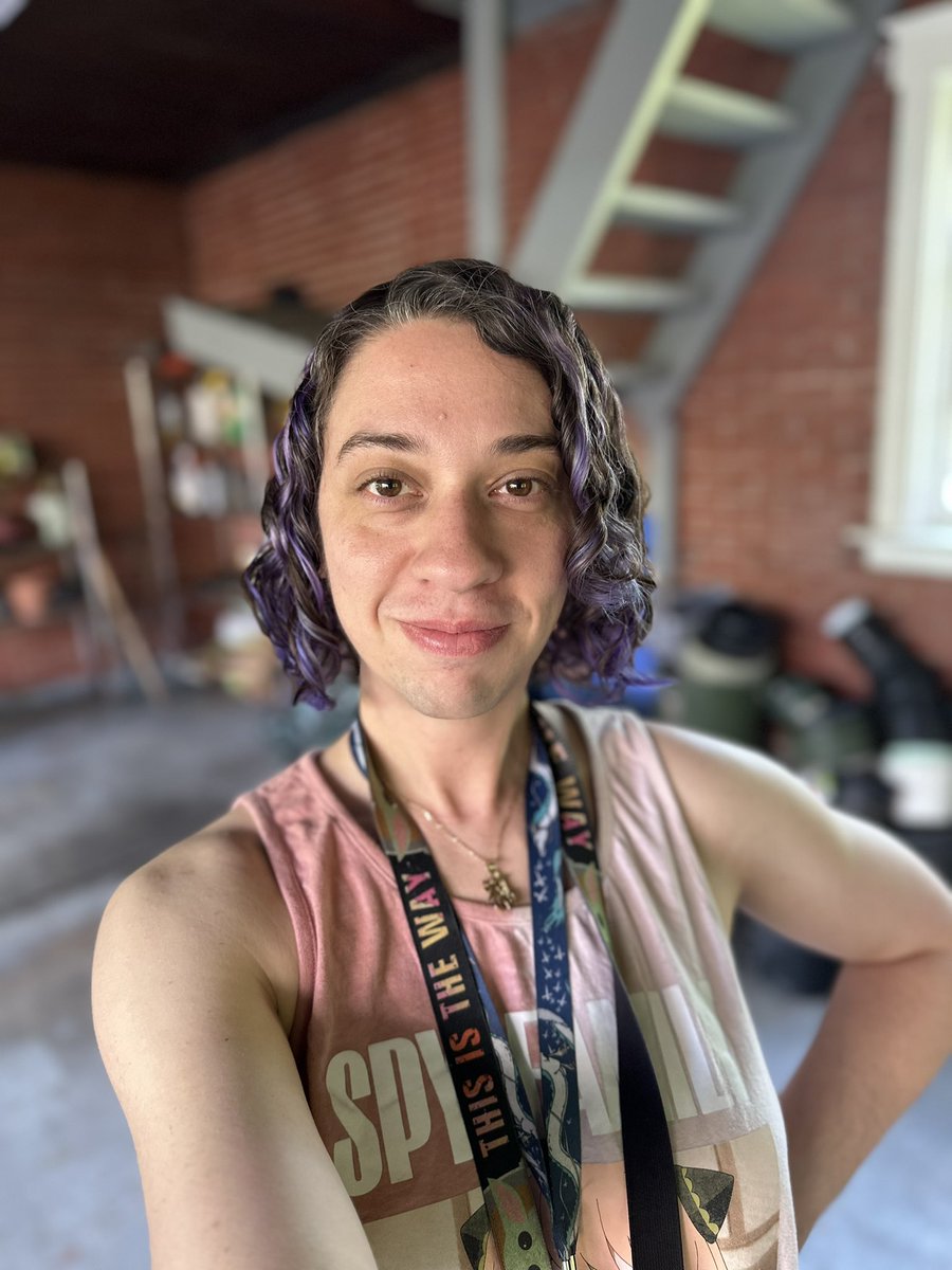 I don’t post here much, I don’t even know who is following me 😂 but here’s a haircut selfie 😌💜 #selfie #curls #AnyaForger #purplehair