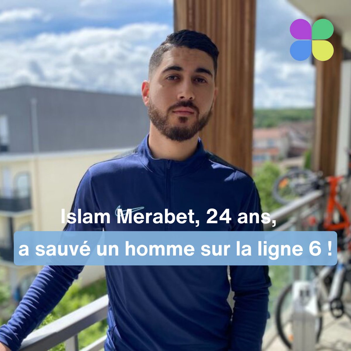 🇫🇷 Islam Merabet, un Algérien de 24 ans, a sauvé un homme qui tentait de se suicider en sautant sur les rails du métro de la ligne 6 dans le XIVe arrondissement de Paris. 👏🏻 (Le Parisien)