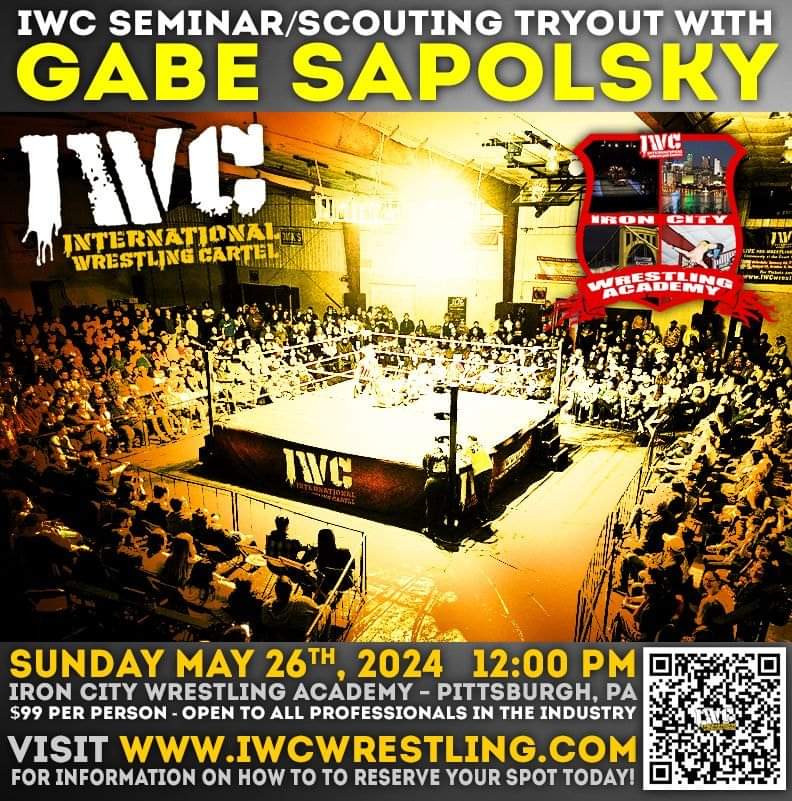 BREAKING: We are opening additional spots for the @BookItGabe Scouting Tryout! Apply here: iwcwrestling.com/gabe-sapolsky-… *Payment required in advance to reserve your spot*