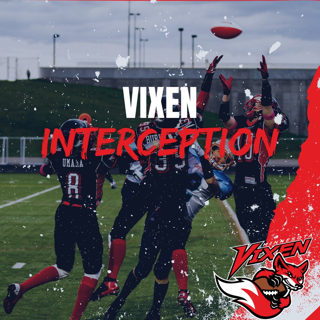 3 defensive takeaways for the @MN_Vixen in the first half interceptions by #13 Sam Barber #90 Wanda Carter and the pick six by #26 Caitlin Hill