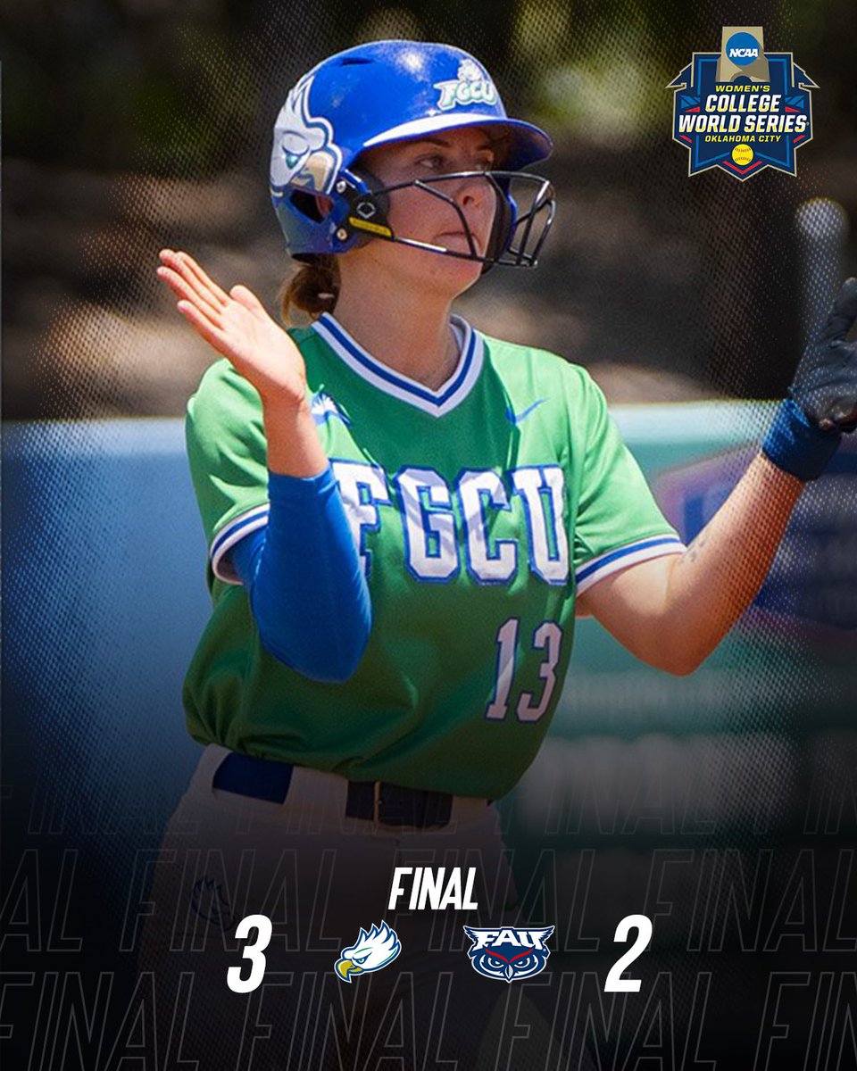 🥎𝗘𝗔𝗚𝗟𝗘𝗦 𝗪𝗜𝗡🥎 @FGCU_Softball defeats FAU 3-2 in the @NCAASoftball Gainesville Regional! 💯 #ASUNBuilt | #WingsUp 🤙